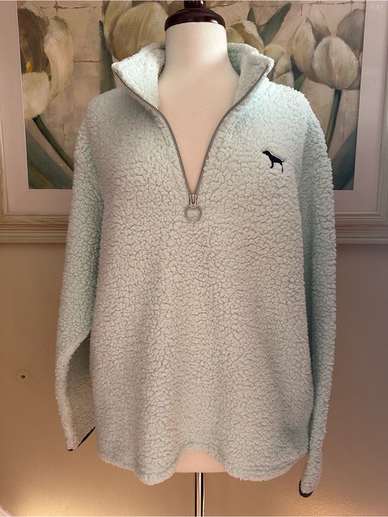 Victoria's Secret Sweaters - Victoria’s Secret PINK Fleece Sweatshirt Sherpa Mint Green Quarter Zip L